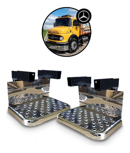 Par Estribo Escada Lateral Caminhão Mercedes Mb 1113 À 2013 0