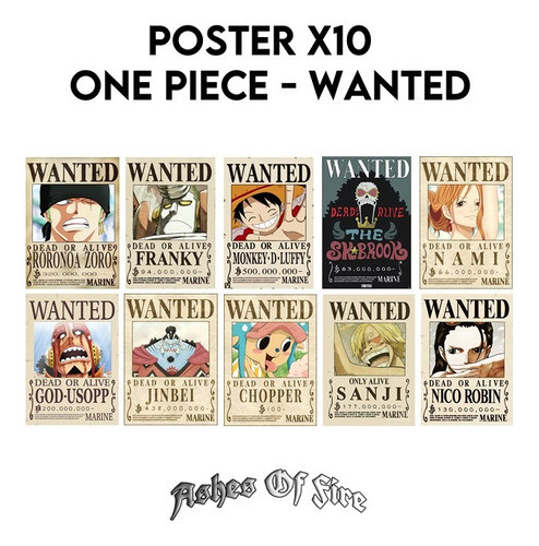 Cartel Poster A5 Pack X10 One Piece Wanted Se Busca Anime 1