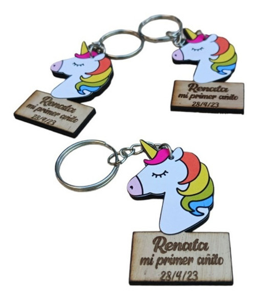 Llavero Personalizado Cumpleaños Infantil Unicornio 0