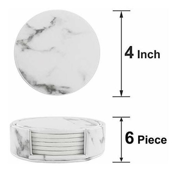 Posavasos De Piel Con Soporte Juego De 6 Posavasos De Marmo 1