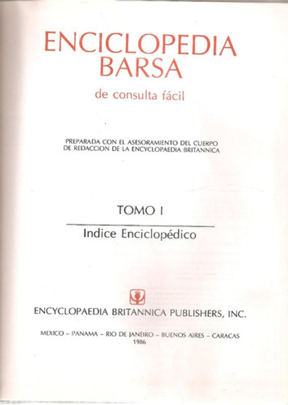 Enciclopedia Barsa Tomo 1 (indice Enciclopedico) 0