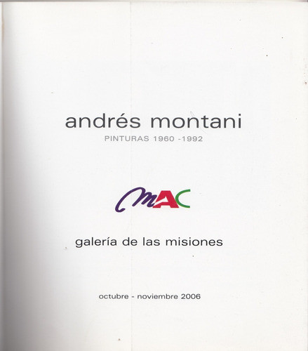 Arte Pinturas 1960-1992 Andres Montani Catalogo 2006 Uruguay 1