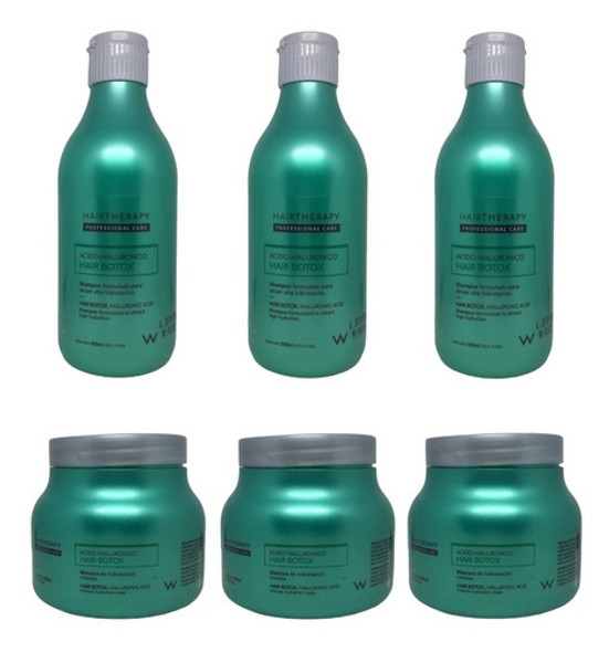 3 Shampoo + 3 Máscaras Botox Ácido Hialurónico Hair Therapy 0