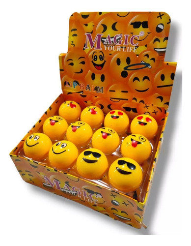 Bálsamo Labial Pack X24u Forma Redonda Emoji Amarillo Mayor 0