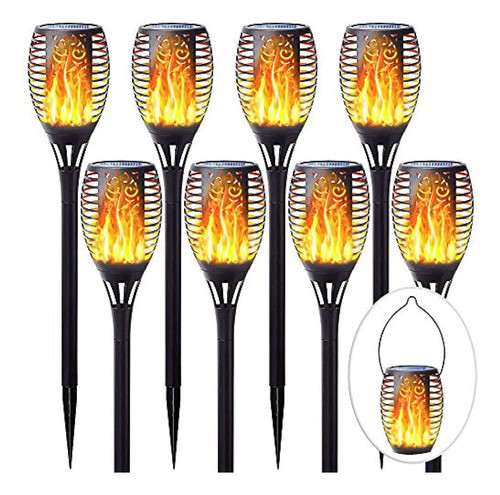 Fitsan Paquete De 8 Luces De Antorcha Solar Con Llama Parpad 0