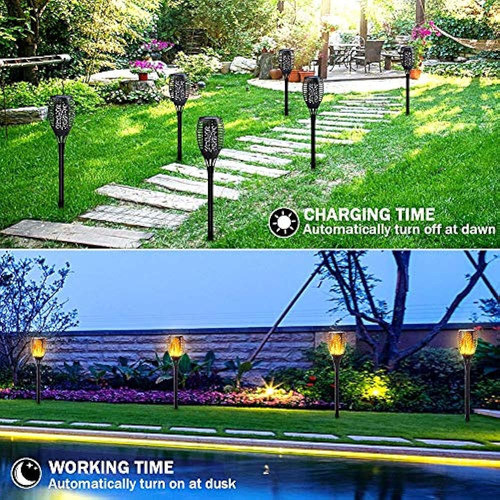 Fitsan Paquete De 8 Luces De Antorcha Solar Con Llama Parpad 1