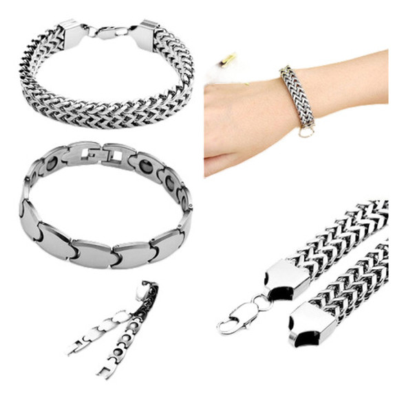 Hombres Plateado Acero Inoxidable Trigo Enlace Cadena Pulser 0