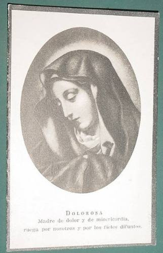 Religion Tarjeta Necrologica Virgen Madre Dolorosa 1950 0