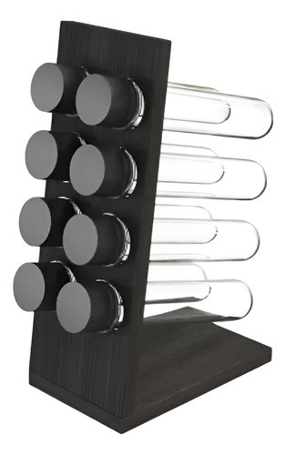 Especiero Condimentero 8 Tubos C/tapon + Soporte Madera 24cm 0