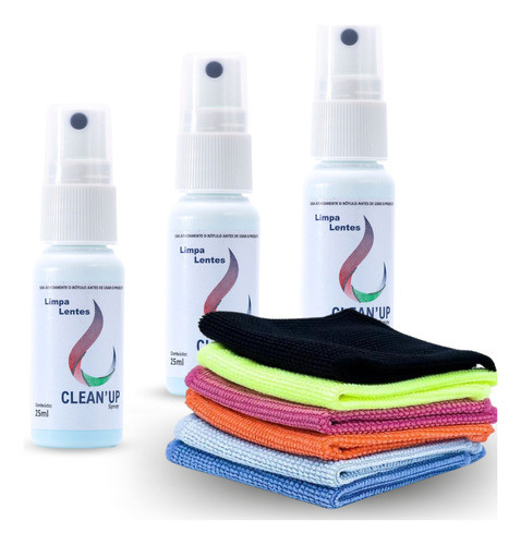 Kit 3 Limpa Lentes E 3 Flanelas Microfibra Limpeza De Telas 0