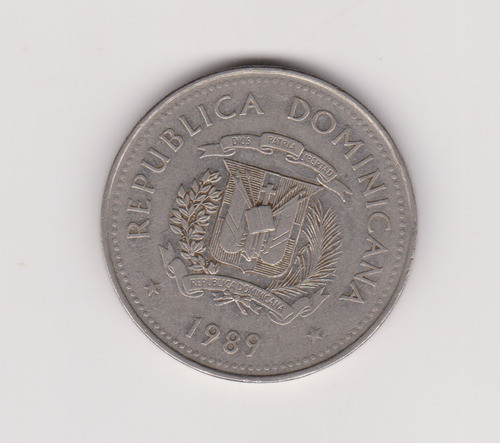 Moneda Republica Dominicana 1/2 Peso Año 1989 Muy Bueno 0