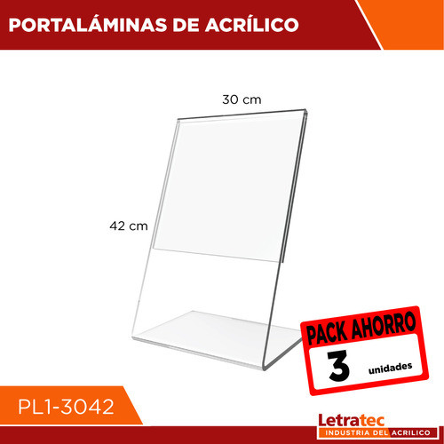 Porta Hoja Acrílico Transp A3 Pl1-3042-3 Pack/3 1