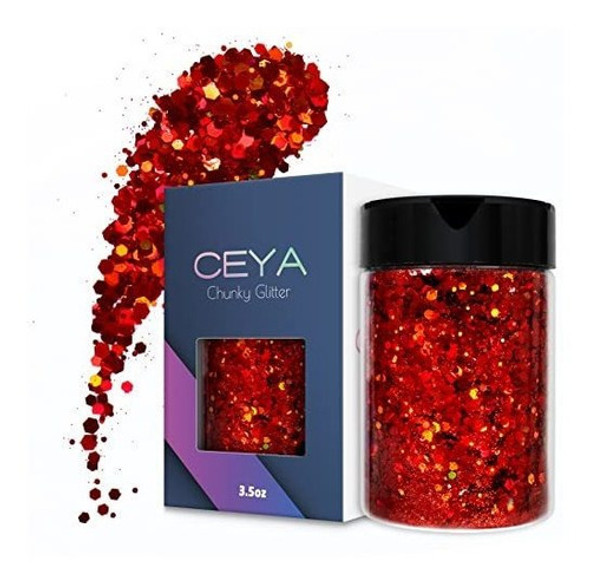 Glitter Grueso Holografico  Tarro X 100gr Rojo 0