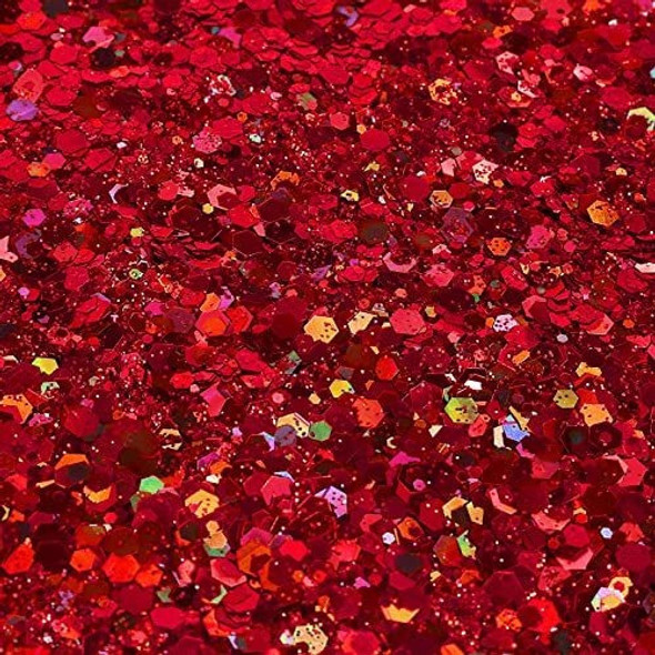 Glitter Grueso Holografico  Tarro X 100gr Rojo 1