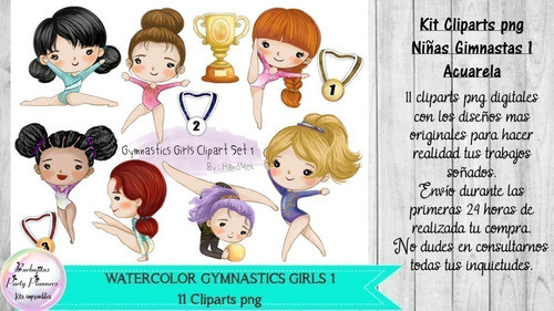 Cliparts Gimnastas 1 Acuarela  Kit Imprimibles 1