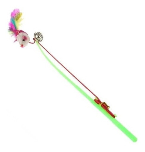Juguete Gato Cañita Varita Cascabel Raton Plumas Extensible 1