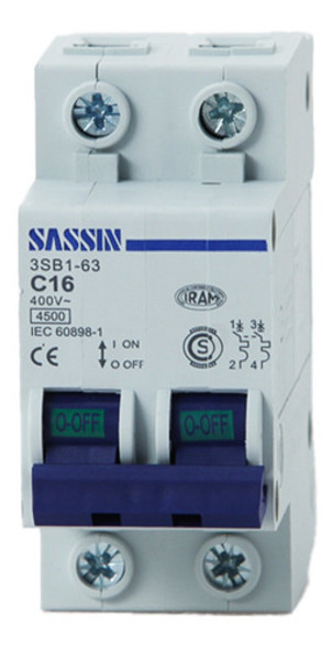 Interruptor Termomagnético Bipolar Sassin - 16a 0