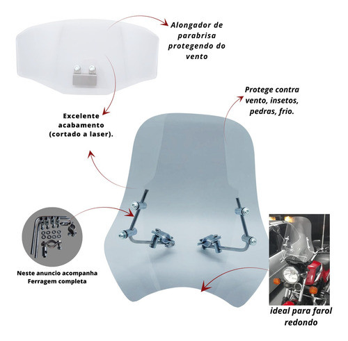 Bolha Parabrisa Universal+defletor - Cristal 1