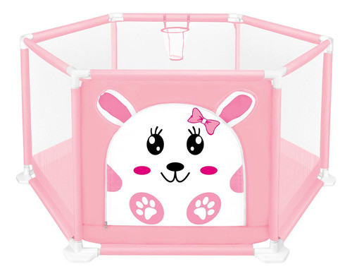 Cercado Cercadinho Quadrado Berço Coelhinho Rosa Infantil 1