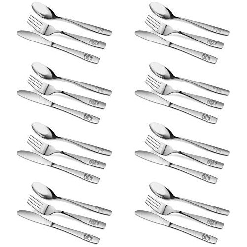 Cubiertos Niños Acero Inoxidable Seguros 24 Piezas 0