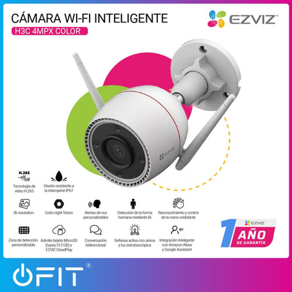 Kit Camara De Seguridad Color 24hs 4mp Ezviz + Sd 128 Gb 1