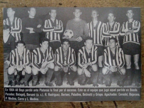 Recorte All Boys Primera B Año 1964 0