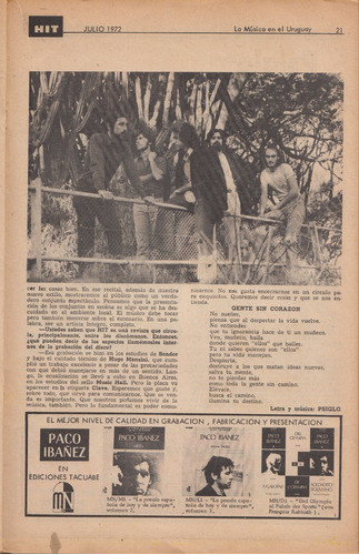 1972 Psiglo Rock Nacional Reportaje Y Foto Revista Hit Nº 26 1