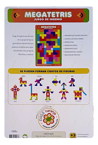 Megatetris Juego De Ingenio Madera 31 X 47 Cm Pasanaranja 1