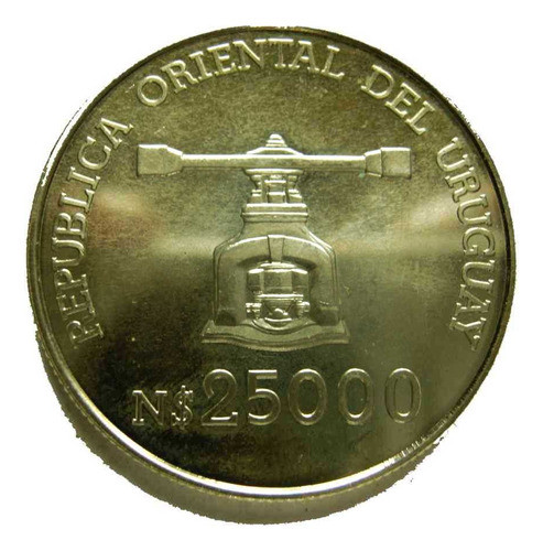 Conmemorativa De Plata 25 Años Del Bcu 1992 Impecable Estado 1