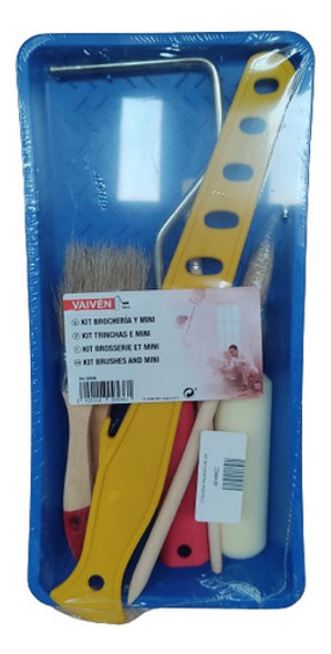 Kit Bandeja + 4 Pinceles + Mini Rodillo + Batidor De Pintura 0 Kit Bandeja + 4 Pinceles + Mini Rodillo + Batidor De Pintura 0