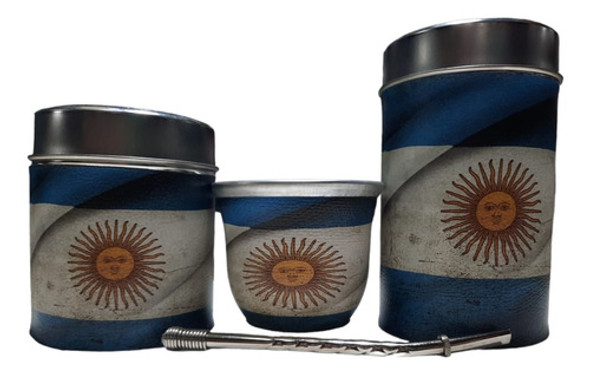 Set Argentina , Mate Con Bombilla Yerbero Y Azucarero 0