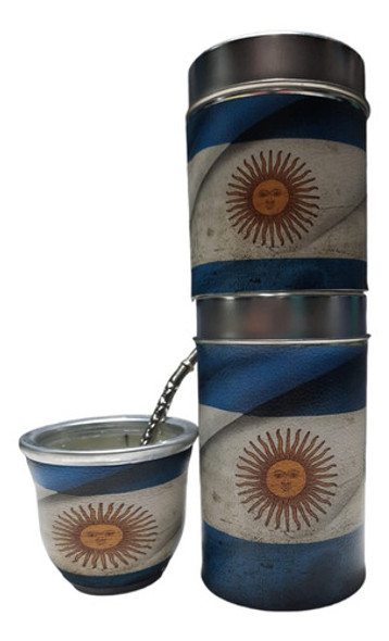 Set Argentina , Mate Con Bombilla Yerbero Y Azucarero 1