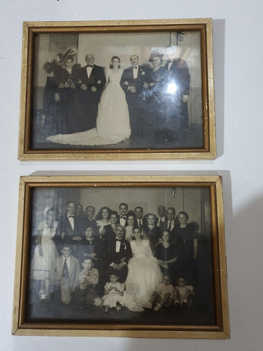 2 Antiguos Cuadros Con Fotos De Una Boda De 1950  042 0