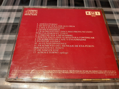 Evita - Quien Quiera Oír Que Oiga - Cd Original  Ed Canada 1