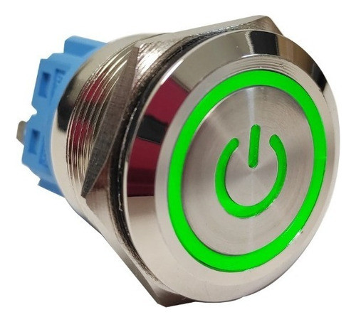 Pulsador Con Logo Boton Led Verde 22mm Sin Retencion + Cable 0
