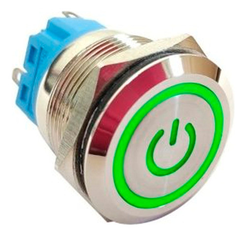 Pulsador Con Logo Boton Led Verde 22mm Sin Retencion + Cable 1