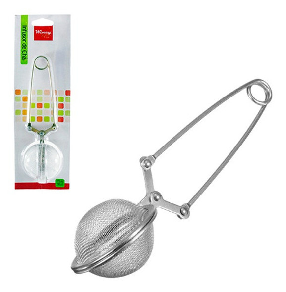 Infusor Coador De Cha De Inox Com Cabo 16,5cm 0