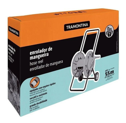 Carro Enrollador Soporte De Manguera Ruedas 55mts Tramontina 1