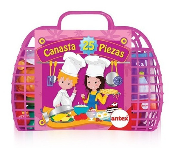 Canasta 25u Comidas De Juguete Niños Aprender Jugar Antex 0