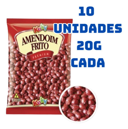 Amendoim Frito Com Sal E Pele 10 Pacotes De 20 Gramas Kuky 1
