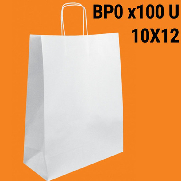 Bolsas De Papel Blancas 10x12 C/manija X100 U Bp0 1 Bolsas De Papel Blancas 10x12 C/manija X100 U Bp0 1
