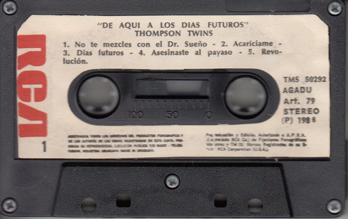 1986 Thompson Twins Cassete Uruguay Spanish Tittes Raro 1