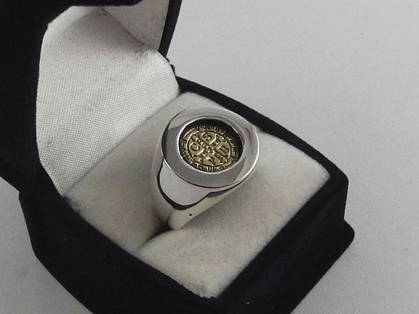 Anillo En Plata 925, Oro 18k Con El San Benito En Oro 0
