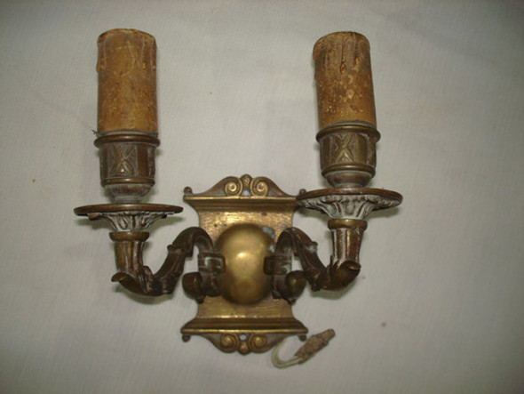 Aplique Antiguo De Bronce Dos Luces C 18019 0