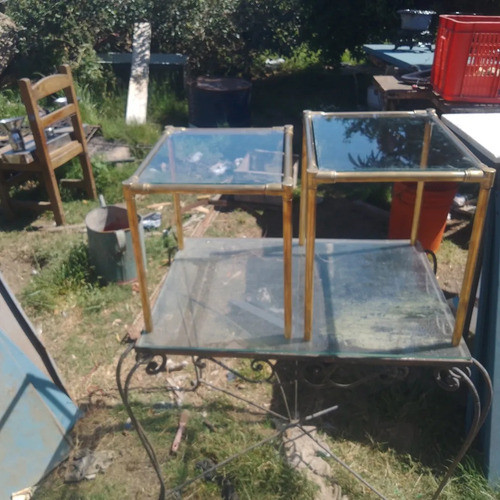 Mesitas De Bronce Con Vidrio Cada Una 1