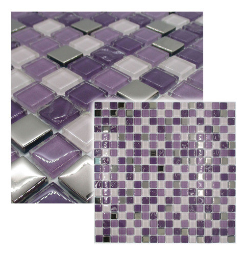 Pastilha De Vidro Para Banheiro Cristal Roxo Mescla 30x30cm 0