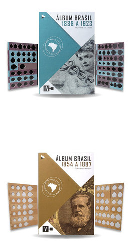 Kit 2 Álbuns Brasil Para Moedas Réis 1854 A 1923 0