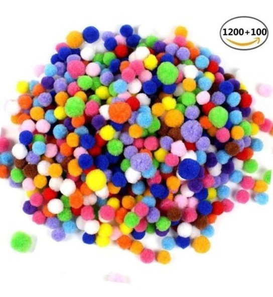 1200 1cm + 100 1,5 Cm Surtido Pom Poms Para Bricolaje Decora 0