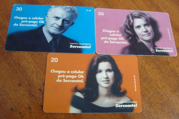 Cartao Sercomtel / Chegou Celular Pre Pago Ok / Lote 3 Cts 0