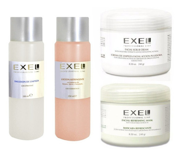 Kit Cosmetología Facial Exel Basico Cremas Loción Combo Piel 0